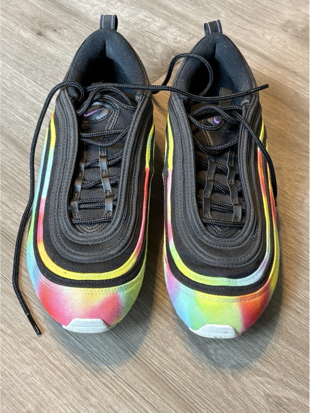Nike Air Max 97 Black Multicolor Striped Low Top Lace Up Men's Sneakers Size 8.5